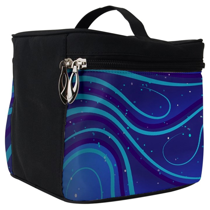 Wavy Abstract Blue Make Up Travel Bag (Big)