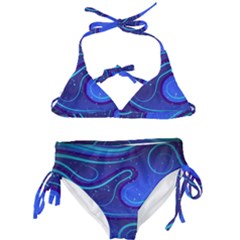 Wavy Abstract Blue Kids  Classic Bikini Set