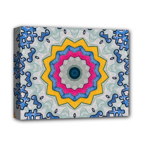 Kaleidoscope Bright Flower Mandala Deluxe Canvas 14  X 11  (stretched) by Pakrebo