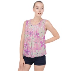 Background Floral Non Seamless Bubble Hem Chiffon Tank Top