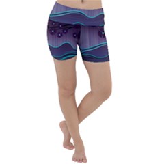 Scenery Sea Full Moon Stylized Lightweight Velour Yoga Shorts