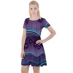 Scenery Sea Full Moon Stylized Cap Sleeve Velour Dress  by Pakrebo