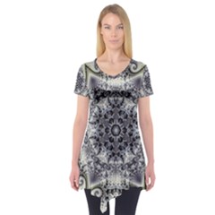 Abstract Background Texture Design Short Sleeve Tunic 