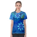 Bokeh Floral Blue Design Women s Sport Mesh Tee View1