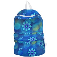 Bokeh Floral Blue Design Foldable Lightweight Backpack by Pakrebo