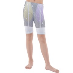 Winter Season Simple Pastels Grey Kids  Mid Length Swim Shorts