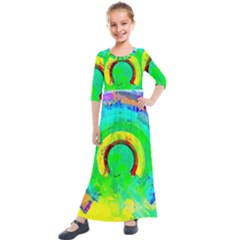 Abstract Color Design Background Kids  Quarter Sleeve Maxi Dress by Pakrebo