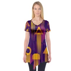 Background Pattern Non Seamless Short Sleeve Tunic 