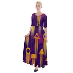 Background Pattern Non Seamless Half Sleeves Maxi Dress