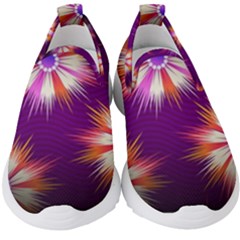 Floral Non Seamless Pattern Purple Kids  Slip On Sneakers