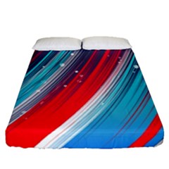 Abstract Red White Blue Feathery Fitted Sheet (queen Size) by Pakrebo