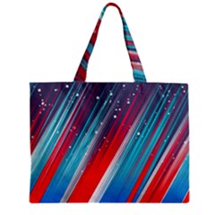 Abstract Red White Blue Feathery Zipper Mini Tote Bag