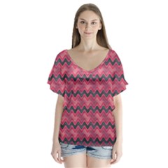 A Little Bit Strange V-neck Flutter Sleeve Top