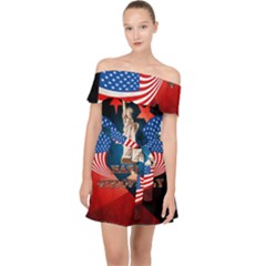 Happy 4th Of July Off Shoulder Chiffon Dress by FantasyWorld7