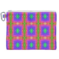 Groovy Purple Green Pink Square Pattern Canvas Cosmetic Bag (xxl) by BrightVibesDesign