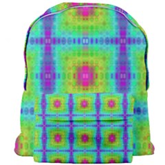 Groovy Yellow Pink Purple Square Pattern Giant Full Print Backpack by BrightVibesDesign