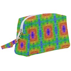 Groovy Purple Green Blue Orange Square Pattern Wristlet Pouch Bag (large) by BrightVibesDesign