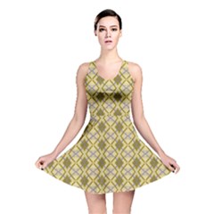 Argyle Large Yellow Pattern Reversible Skater Dress by BrightVibesDesign