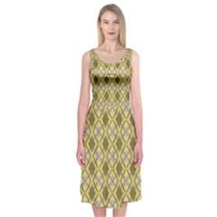 Argyle Large Yellow Pattern Midi Sleeveless Dress by BrightVibesDesign