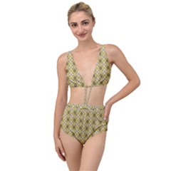 Argyle Large Yellow Pattern Tied Up Two Piece Swimsuit by BrightVibesDesign