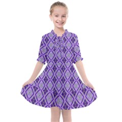 Argyle Large Purple Pattern Kids  All Frills Chiffon Dress