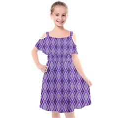 Argyle Large Purple Pattern Kids  Cut Out Shoulders Chiffon Dress by BrightVibesDesign