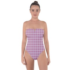 Argyle Light Red Pattern Tie Back One Piece Swimsuit by BrightVibesDesign