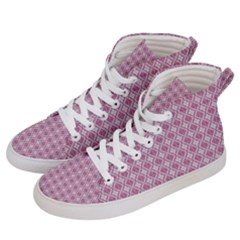 Argyle Light Red Pattern Women s Hi-top Skate Sneakers by BrightVibesDesign