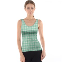 Argyle Light Green Pattern Tank Top by BrightVibesDesign