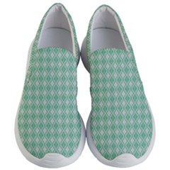 Argyle Light Green Pattern Women s Lightweight Slip Ons by BrightVibesDesign