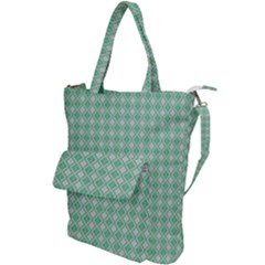 Argyle Light Green Pattern Shoulder Tote Bag by BrightVibesDesign