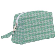 Argyle Light Green Pattern Wristlet Pouch Bag (large) by BrightVibesDesign