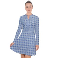 Argyle Light Blue Pattern Long Sleeve Panel Dress by BrightVibesDesign