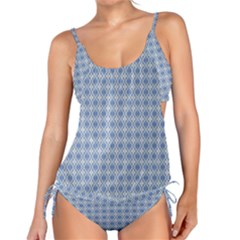 Argyle Light Blue Pattern Tankini Set by BrightVibesDesign