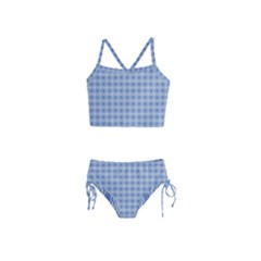 Argyle Light Blue Pattern Girls  Tankini Swimsuit by BrightVibesDesign