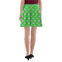 Modern Pink Flowers  On Green A-Line Pocket Skirt View2