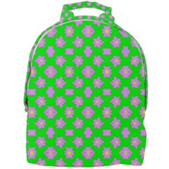 Modern Pink Flowers  On Green Mini Full Print Backpack by BrightVibesDesign