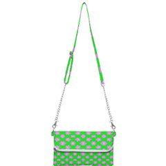Modern Pink Flowers  On Green Mini Crossbody Handbag by BrightVibesDesign
