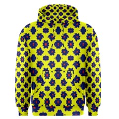 Modern Dark Blue Flowers On Yellow Men s Pullover Hoodie