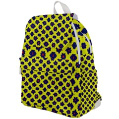 Modern Dark Blue Flowers On Yellow Top Flap Backpack