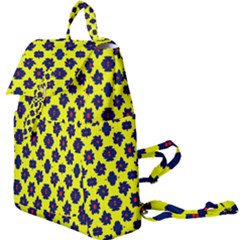 Modern Dark Blue Flowers On Yellow Buckle Everyday Backpack
