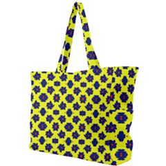 Modern Dark Blue Flowers On Yellow Simple Shoulder Bag