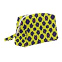 Modern Dark Blue Flowers On Yellow Wristlet Pouch Bag (Medium) View1