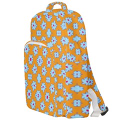 Modern Blue Flowers  On Orange Double Compartment Backpack by BrightVibesDesign