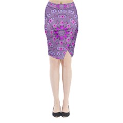 Beautiful Floral Wreaths And Flowers Around The Earth Midi Wrap Pencil Skirt by pepitasart