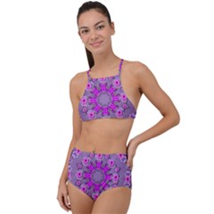 Beautiful Floral Wreaths And Flowers Around The Earth High Waist Tankini Set by pepitasart