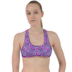 Beautiful Floral Wreaths And Flowers Around The Earth Criss Cross Racerback Sports Bra by pepitasart