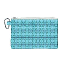 Cute Flowers Vines Pattern Pastel Turquoise Canvas Cosmetic Bag (medium)