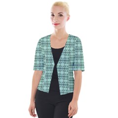 Cute Flowers Vines Pattern Pastel Green Cropped Button Cardigan by BrightVibesDesign
