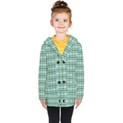 Cute Flowers Vines Pattern Pastel Green Kids  Double Breasted Button Coat